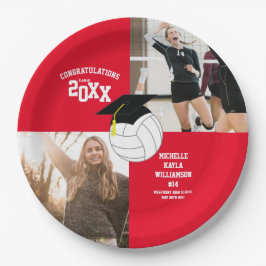 Plato De Papel Red de deportes de graduación de voleibol