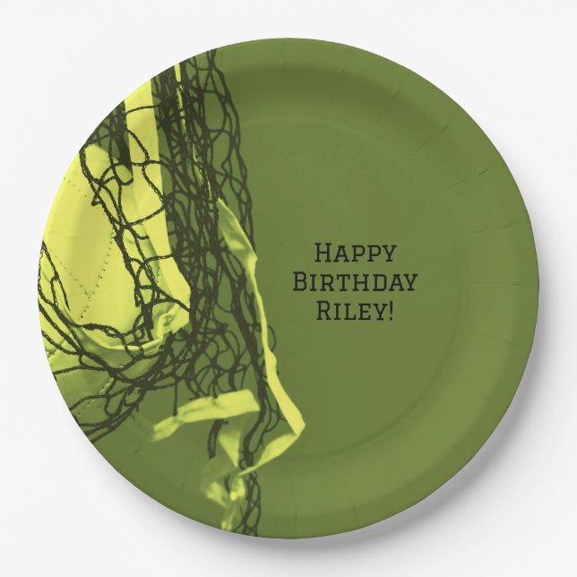 Plato De Papel Red de Fiesta de Cumpleaños Amarillo Adolescente y (Anverso)