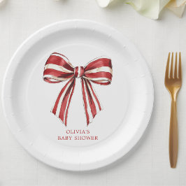 Plato De Papel Red de navidades | Baby Shower White Coquette Bow