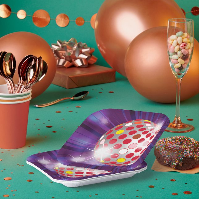 Plato De Papel Red Disco Ball (Subido por el creador)