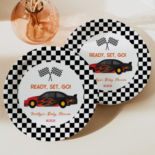 Plato De Papel Red Flame Race Car Ready Go Baby Shower (Subido por el creador)