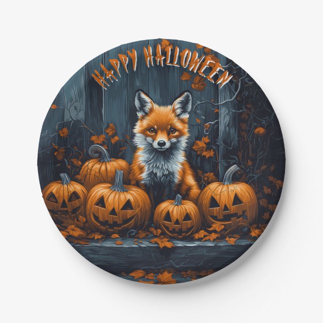 Plato De Papel Red Fox Halloween (Anverso)
