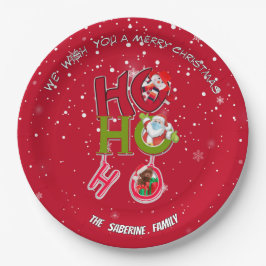 Plato De Papel Red Funny HO HO HO Retro Christmas Festive Holiday