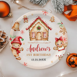 Plato De Papel Red Gingerbread House 1st Birthday Party