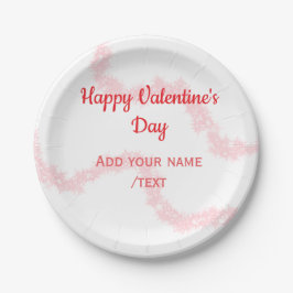 Plato De Papel Red glitter lines happy Valentine's day spiral nam