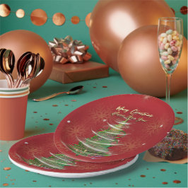 Plato De Papel Red & Gold Snowflake Holiday paper plates