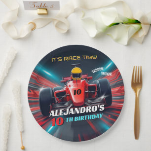 Plato De Papel Red Grand Prix Racing Car Birthday