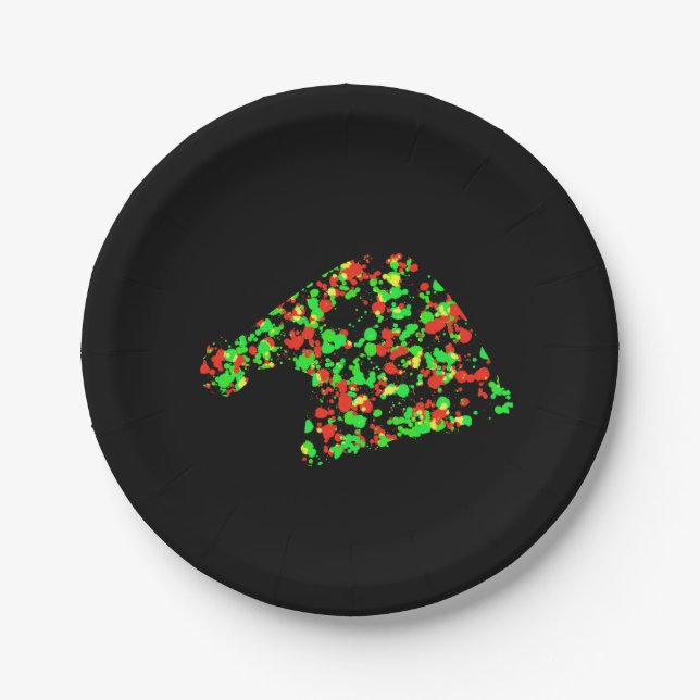 Plato De Papel Red Green Santa Hat Splattered Paint  (Anverso)