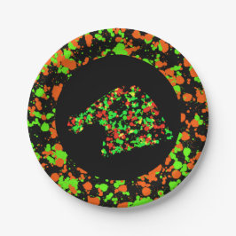 Plato De Papel Red Green Santa Hat Splattered Paint 