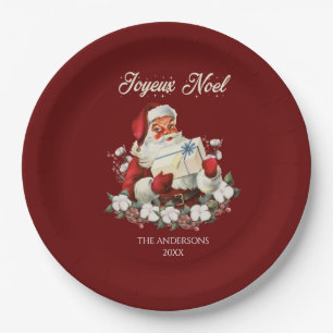 Plato De Papel Red Joyeux Noel