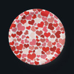 Plato De Papel Red Love Hearts Mosaic Pattern<br><div class="desc">Red and pink heart mosaic pattern.</div>