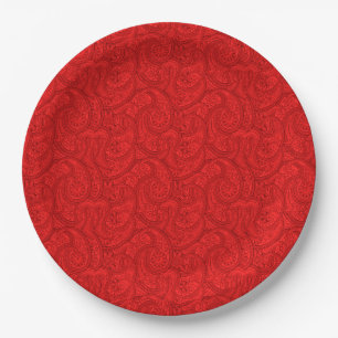 Plato De Papel Red Paisley