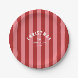 Plato De Papel Red Pink Candy Stripe Navidades Club Social