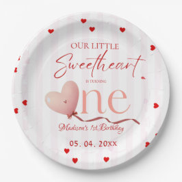 Plato De Papel Red Pink Heart Valentine's Day Sweetheart Birthday