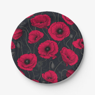 Plato De Papel Red Poppies