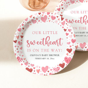 Plato De Papel Red Rosa Pequeña Querida San Valentín Baby Shower