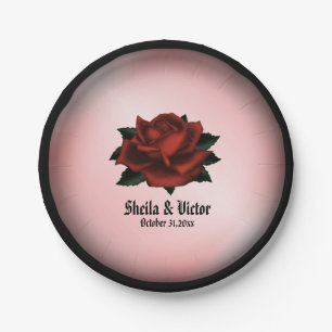 Plato De Papel Red Rose Gothic Boda Personal