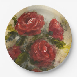 Plato De Papel Red Roses 