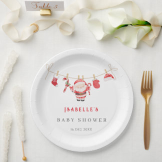 Plato De Papel Red Santa Baby Baby Shower
