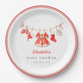 Plato De Papel Red Santa Baby Baby Shower