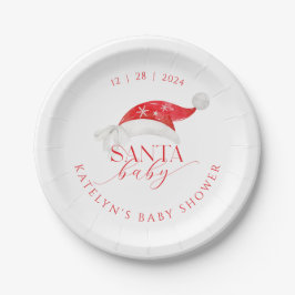 Plato De Papel Red Santa Baby Shower