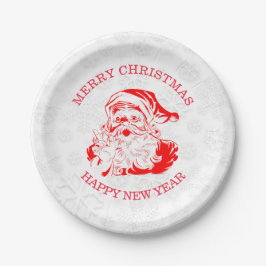 Plato De Papel Red Santa Claus