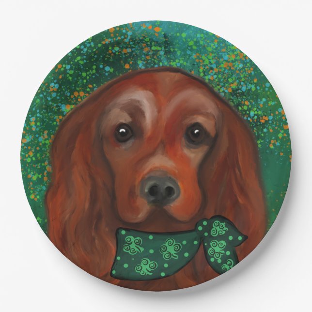 Plato De Papel Red Setter de Irlanda (Anverso)