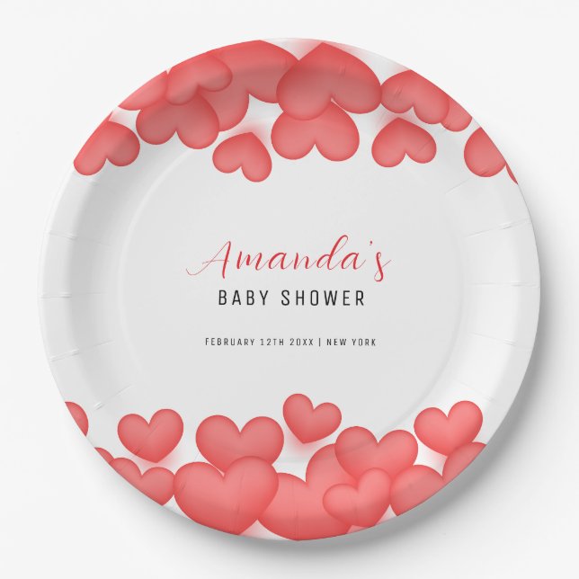 Plato De Papel Red Simple Un Pequeño Baby Shower Querido (Anverso)