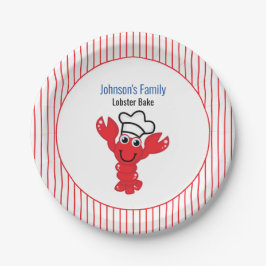 Plato De Papel Red Sonriente Lobster Chef Gorras Stripes