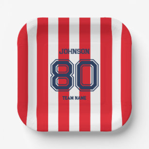 Plato De Papel Red Sports Team Custom Name Number Team Gameday