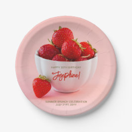 Plato De Papel Red Strawberry Photo Summer Brunch Happy Birthday