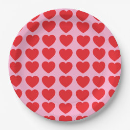 Plato De Papel Red Valentines Hearts