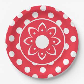 Plato De Papel Red With White Polk Dots Paper Plate