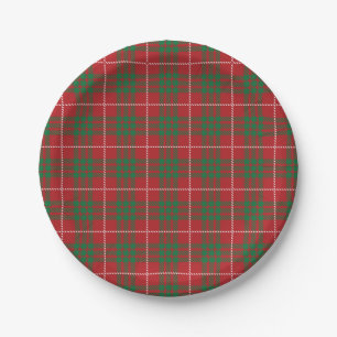 Plato De Papel Red y Green Plaid
