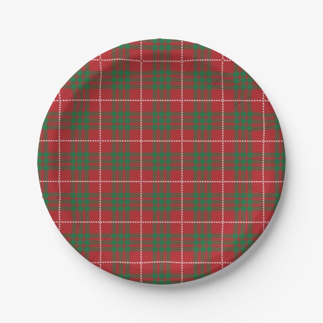 Plato De Papel Red y Green Plaid (Anverso)