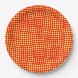 Plato De Papel Red Yellow Plaid Checker Seamless Pattern