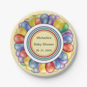 Plato De Papel Redondeo de formas de globo multicolor personaliza