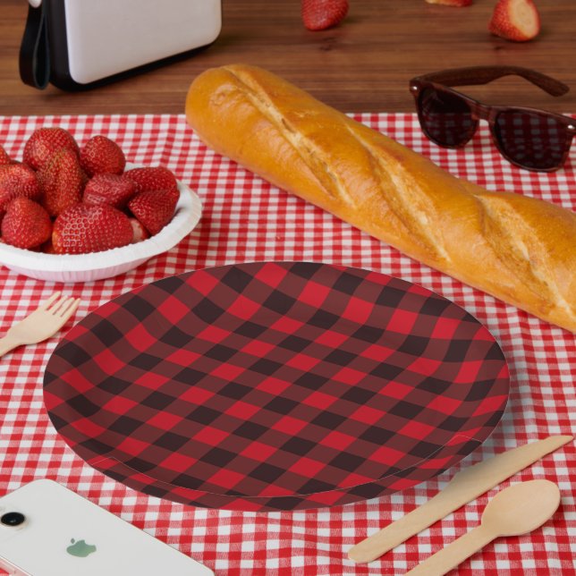 Plato de papel redondo a cuadros de 9" (Picnic)