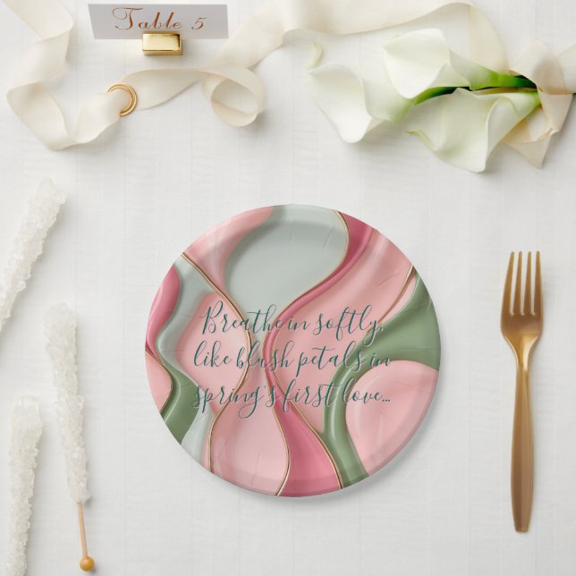 Plato de papel redondo con gráfico elegante (Boda)