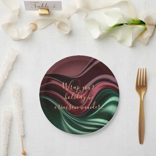 Plato de papel redondo con gráfico elegante (Boda)
