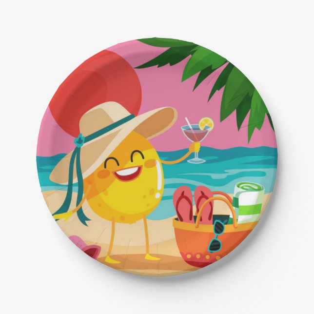 Plato de Papel Redondo “Loco de la Playa” (Anverso)