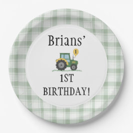 Plato de papel redondo Start Your Tractor