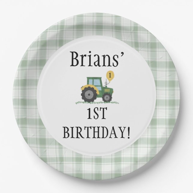 Plato de papel redondo Start Your Tractor (Anverso)