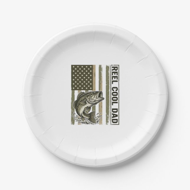Plato De Papel Reel Cool Dad Bass Fishing Flag Vector Design_1 (Anverso)