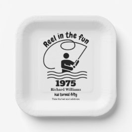 Plato De Papel Reel en el divertido pescador moderno 50 cumpleaño
