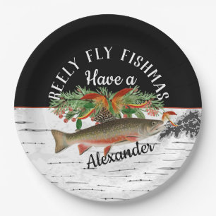 Plato De Papel Reely Fly Fishmas Fishing Navidades