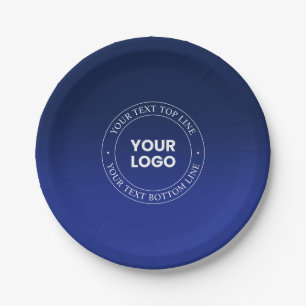 Plato De Papel Reemplazo Fácil de Logo y Texto Gradiente Azul O