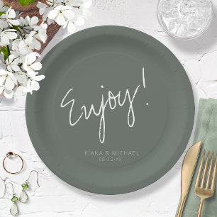Plato De Papel Reflections Boda Disfruta Verde Salvia ID774