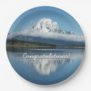 Plato De Papel Reflejo del Monte Moran en Grand Teton