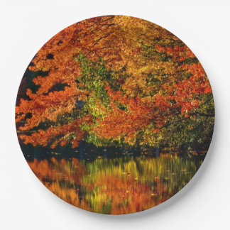 Plato De Papel Reflexión de otoño de los colores de la boda rústi